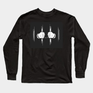 Hands in Cuffs Holding Prison Bars Long Sleeve T-Shirt